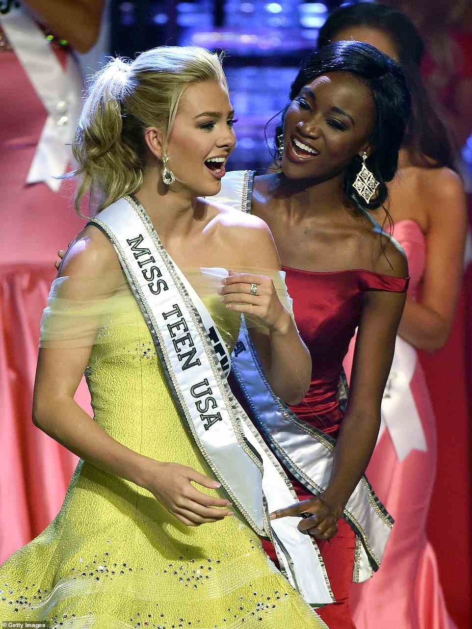 Karlie Hay, now 24, from Texas, sparked controversy when old tweets containing racial slurs resurfaced after she took home the Miss Teen USA title in 2016