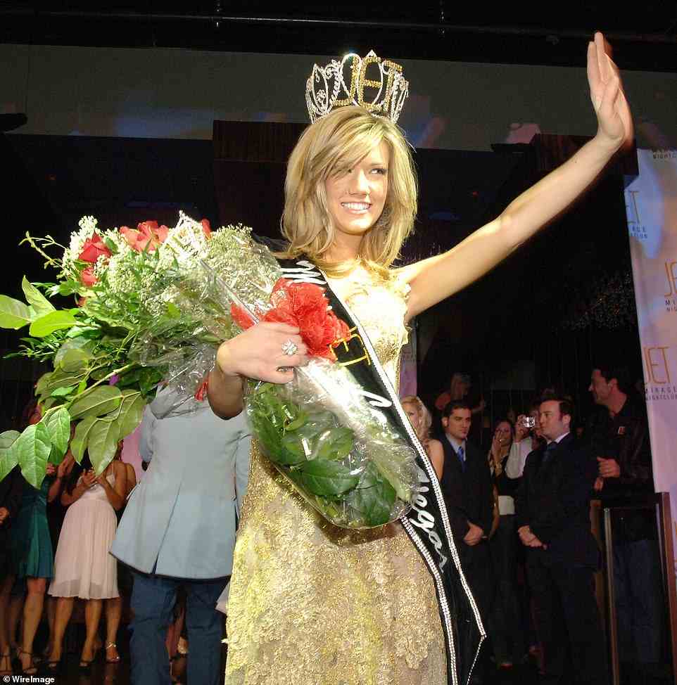And she's not the only winner to face scandal. Miss Nevada 2007 Katie Rees (pictured in 2007), now 38, had her crown revoked after partially nude photos of her in a Florida nightclub were released