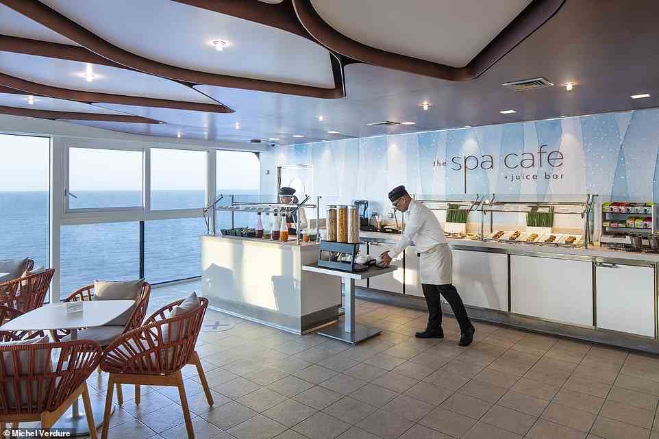'Boy, did we eat,' Rachel says of her dining experiences on the ship. Above is the Spa Cafe & Juice Bar