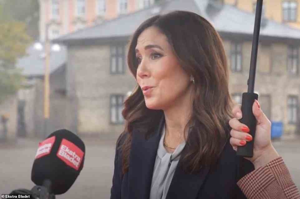 Speaking in Copenhagen (pictured) Crown Princess Mary of Denmark defended her mother-in-law Queen Margrethe's decision to strip four of her grandchildren of their royal titles, and suggested her own children's positions might not be secure