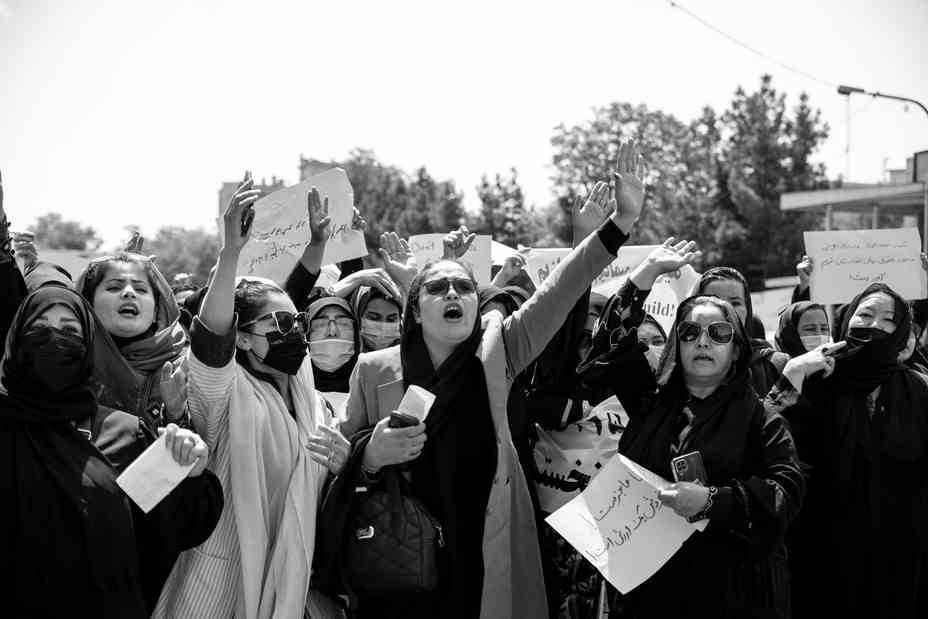 Bild von Frauen bei einer Kundgebung in Kabul, Afghanistan