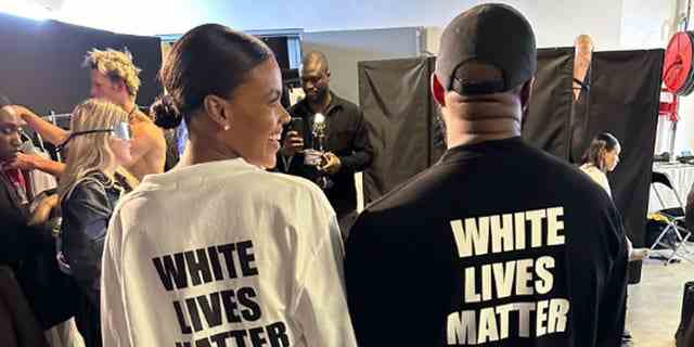 Candace Owens und Ye tragen T-Shirts von White Lives Matter. 