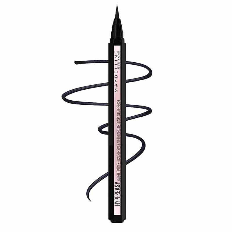 Der pink-schwarze Maybelline New York Hyper Easy Liquid Pen Eyeliner auf weißem Hintergrund