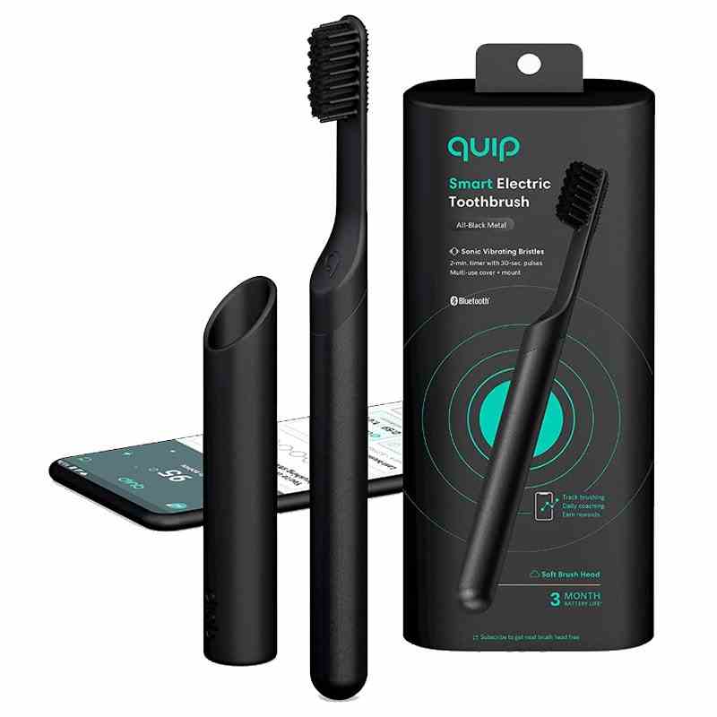 Die schwarze Quip Smart Electric Toothbrush auf weißem Hintergrund
