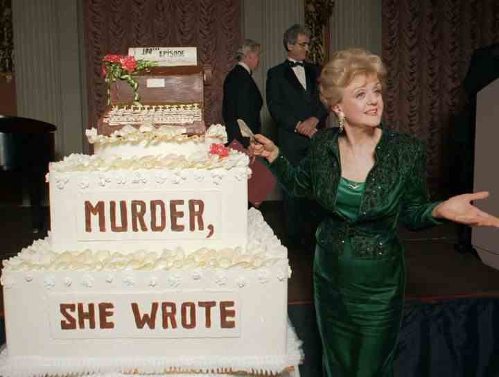 Lansbury auf einer Party zur 100. Folge von "Mord, schrieb sie" 1989.