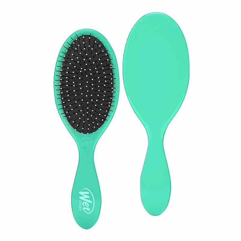 The mint green Wet Brush Original Detangler Hair Brush on a white background