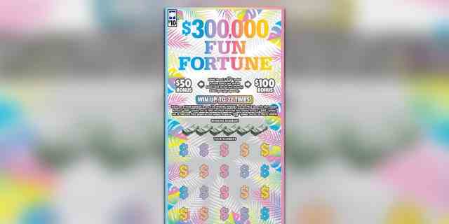 Ein Beispiel für das $300.000 Fun Fortune-Lotterielos zum Rubbeln.