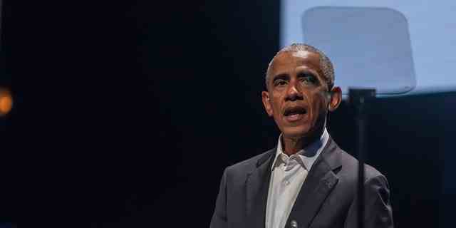 Barack Obama, ehemaliger Präsident der Vereinigten Staaten, spricht auf dem Copenhagen Democracy Summit am 10. Juni 2022 in Kopenhagen, Dänemark. 