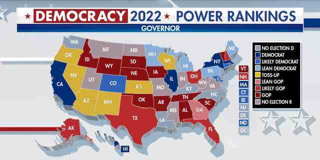 Power Rankings für Gouverneursrennen im ganzen Land.