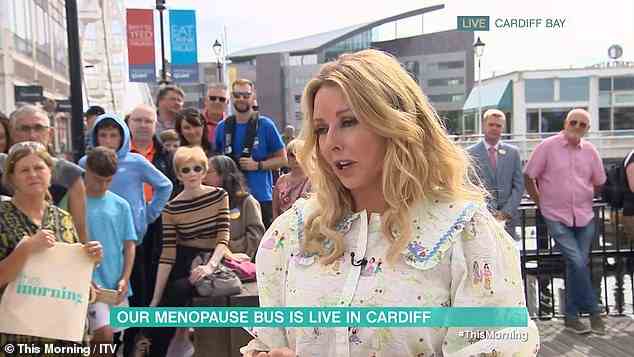 Anderen helfen: Während der Folge vom Mittwoch stand Carol vor dem This Morning Menopause Bus und machte sich den ganzen Weg von Liverpool nach Cardiff zu - mit dem Ziel, das Bewusstsein und Informationen über den Alterungsprozess zu verbreiten