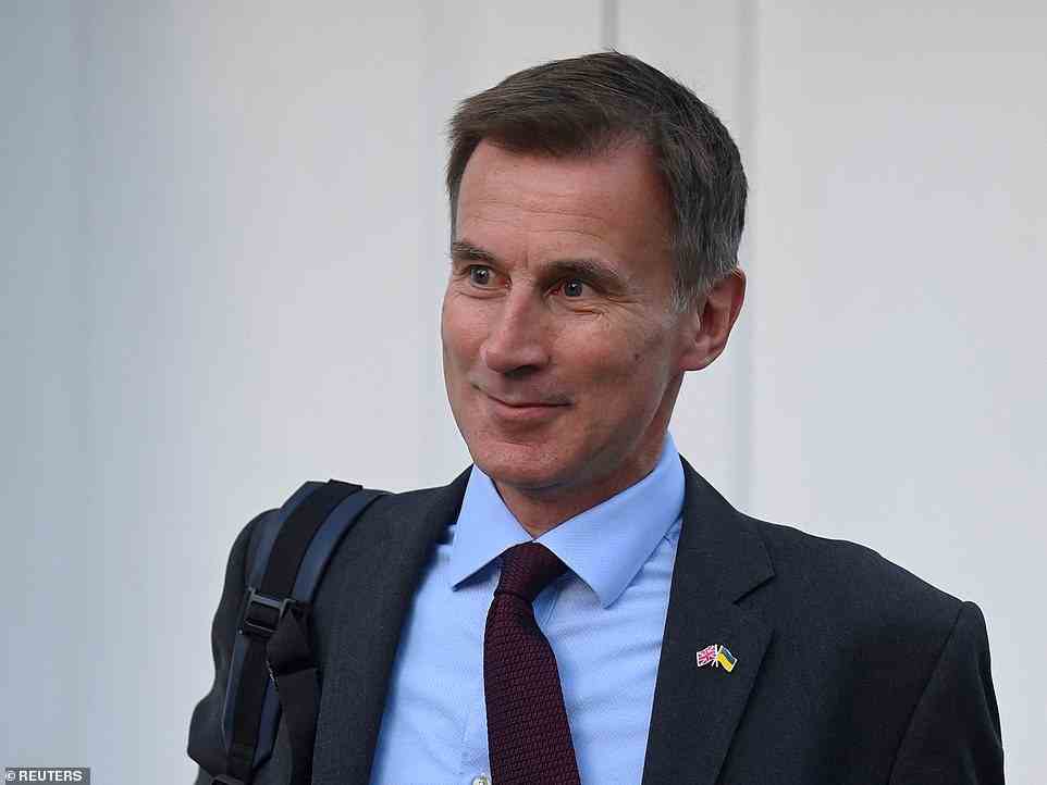 Britain's Chancellor of the Exchequer Jeremy Hunt walks outside his house in London. Hunt had refused to commit to the Prime Minister¿s pledge to raise defence spending to 3 per cent of GDP by the end of the decade