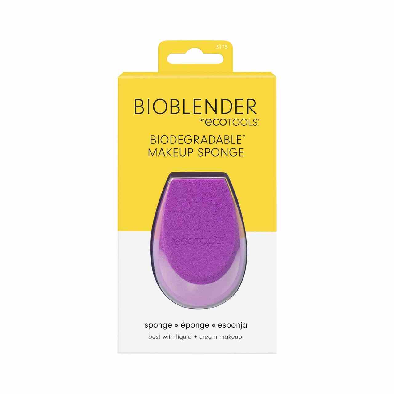 EcoTools Bioblender Biologisch abbaubarer Make-up-Schwamm lila Make-up-Schwamm in weißer und gelber Verpackung