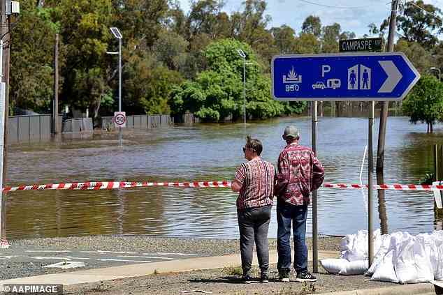 Sky News Weather meteorologist Alison Osborne has warned the wild weather could become worse with the possibility of an East Coast Low forming over the weekend (pictured, flooding in Echuca, Victoria, on Monday)