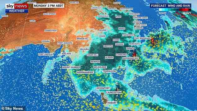 NSW, Victoria, Queensland and Tasmania will be battered by heavy downpours and thunderstorms as a slow moving low pressure system continues to wreak havoc