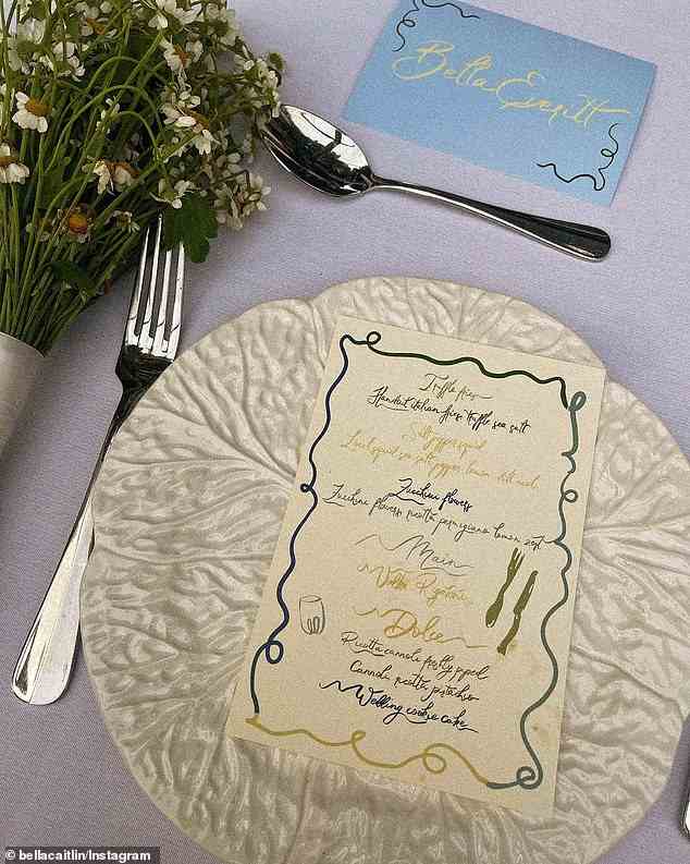 Tables were beautifully decorated with bunches of wild flowers and the menus handwritten by a calligrapher