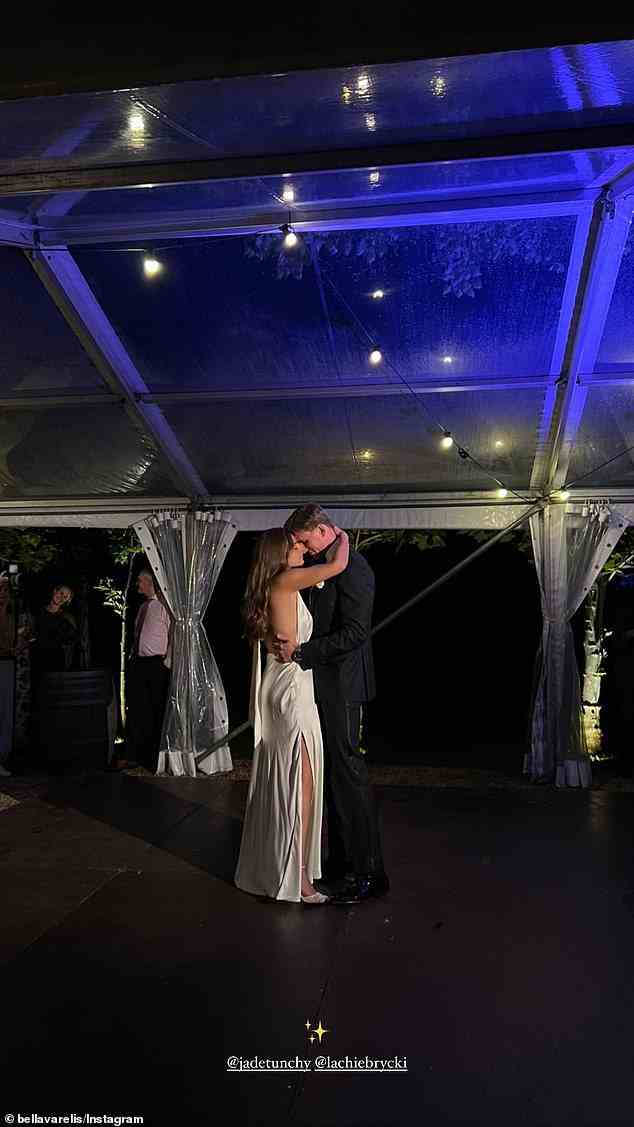 The pair shared their first dance after the sun went down