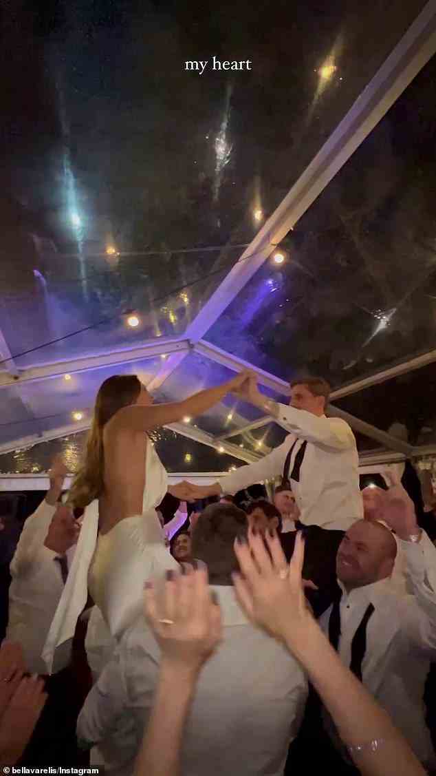 The party then danced the night away - with Jadé and Lachie even being placed up on their friend's shoulders during one wild moment