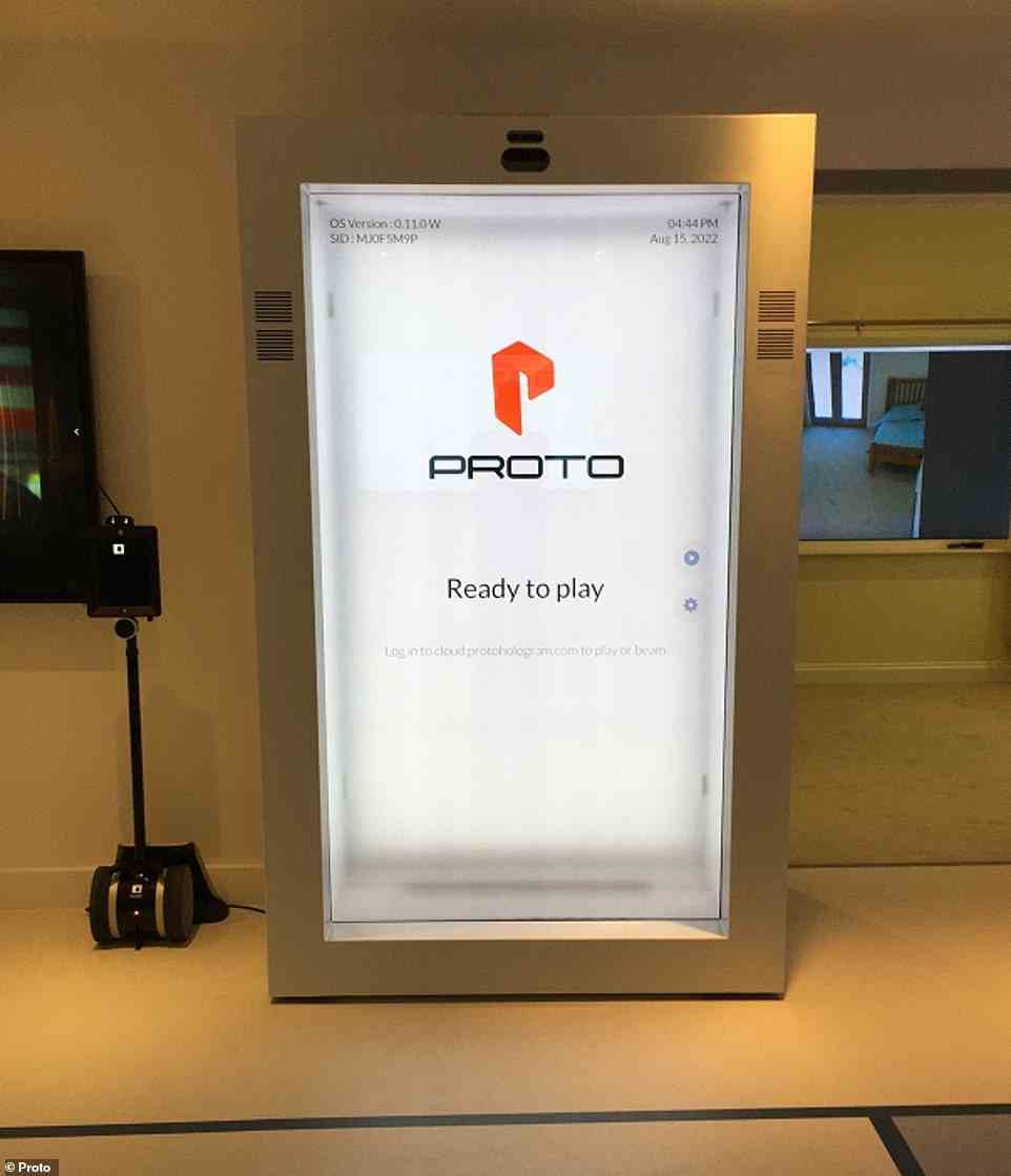 Pictured, a Proto Epic is currently at BT's head office in London. Proto Epic is bigger - about the size of a refrigerator at 7.5 feet