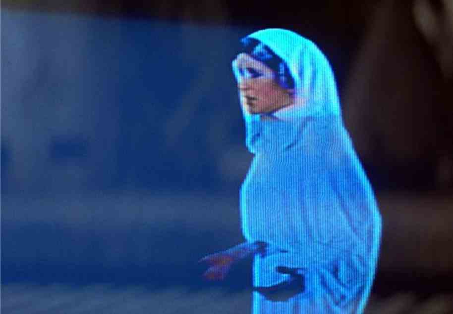 'You're my only hope': The scene from the first Star Wars film in which a message from Princess Leia is beamed as a hologram for Obi-Wan Kenobi