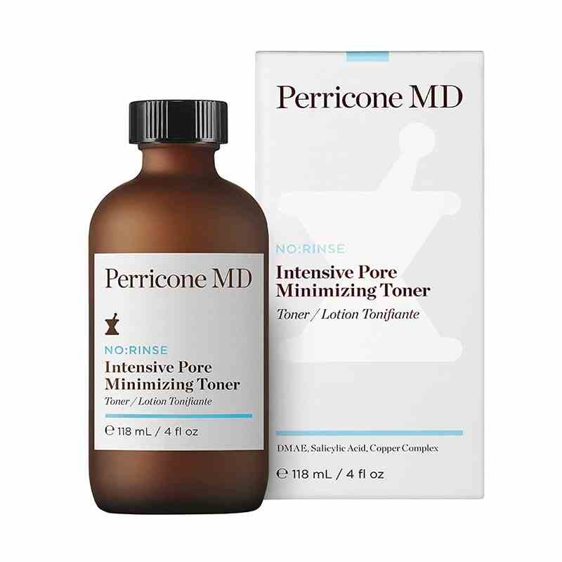 Eine braune Flasche des Perricone MD No: Rinse Intensive Pore Minimizing Toner auf weißem Hintergrund