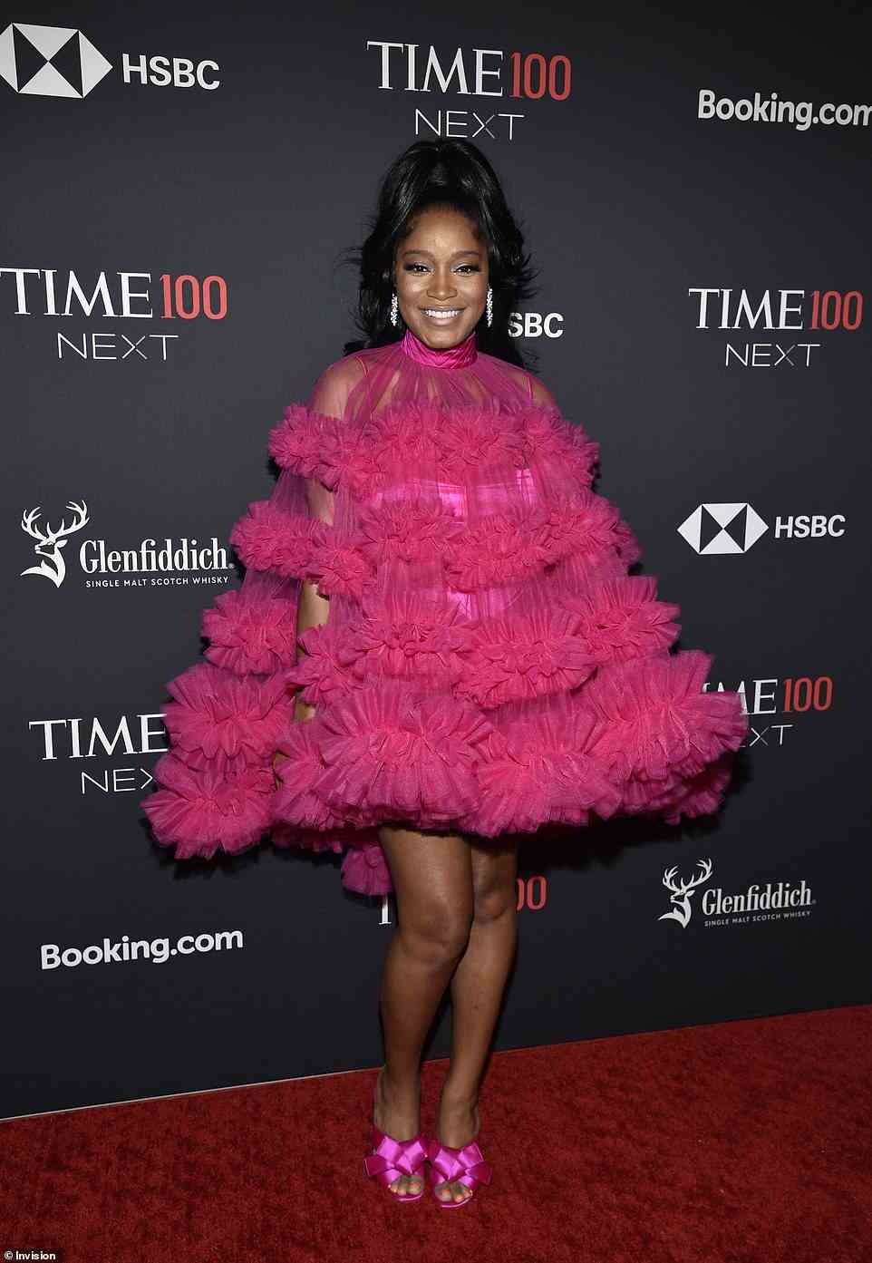 Barbie-inspired: Keke Palmer, who was tapped to host the second annual TIME100, wore a pink halter minidress with tons of ruffles and tulle