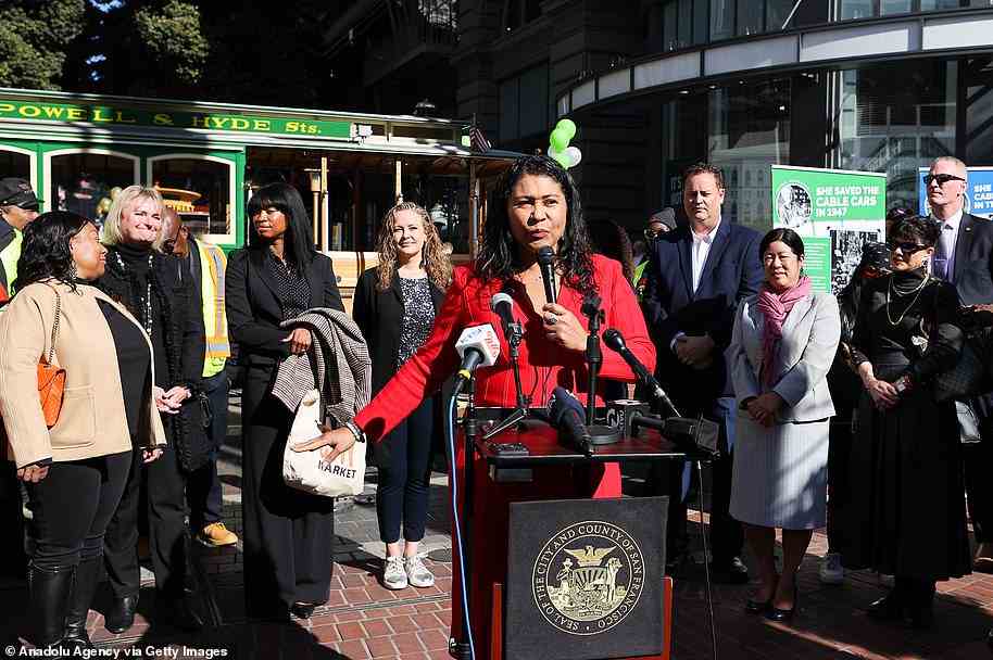 As violent crime soars in San Francisco, some residents blame Mayor London Breed (center), whose earlier popularity for steering the city through the pandemic appears to have waned