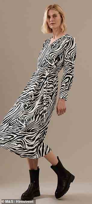 Das Midaxi-Taillierte Kleid mit V-Ausschnitt und Animal-Print im Wert von 69 £ der Marke ist das einzige Kleid in der „Bold Moves“-Kollektion