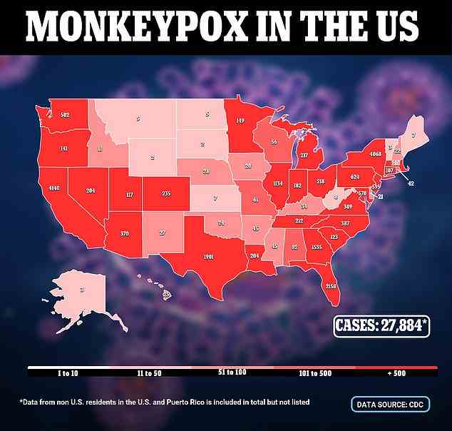 Seit Beginn des aktuellen Ausbruchs Anfang dieses Jahres gab es in den USA mehr als 27.000 Fälle von Affenpocken