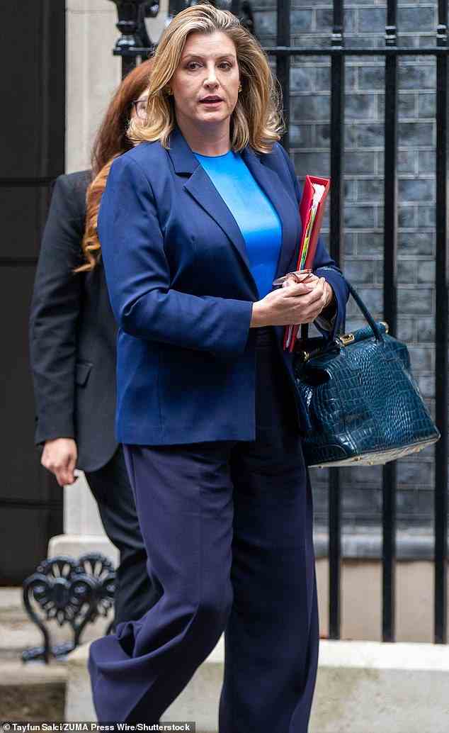 Penny Mordaunt is shaping up to be one of the favourites to take over from Liz Truss when the outgoing PM leaves Downing Street next week. Pictured outside Number on October 13, 2022