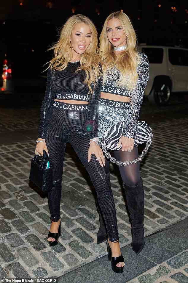 Atemberaubend: Lisa Hochstein und Alexia Nepola sahen umwerfend aus, als sie am Sonntag in New York zu einer Mädelsnacht aufbrachen.  Die Darsteller von Real Housewives of Miami traten in aufeinander abgestimmten Dolce & Gabbana-Outfits mit Pailletten gegen NYC an
