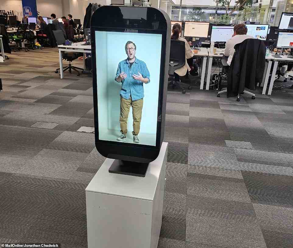 In MailOnline's London offices, the science team tried out the Proto M device, which is soon shipping for customers. Pictured is Proto CEO David Nussbaum in the device, speaking to MailOnline