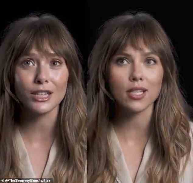 Beide Schauspielerinnen haben in dem kurzen Video die gleiche Frisur, das gleiche Make-up und die gleiche Kleidung