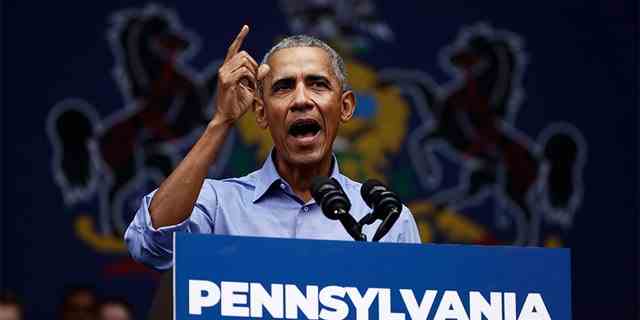 Der frühere Präsident Obama hat sich in Philadelphia für die Kandidaten von Pennsylvania eingesetzt.