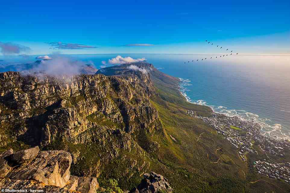 Der Tafelberg-Nationalpark oben erhebt sich über 1.000 Meter über Kapstadt und erstreckt sich über 85 Quadratmeilen