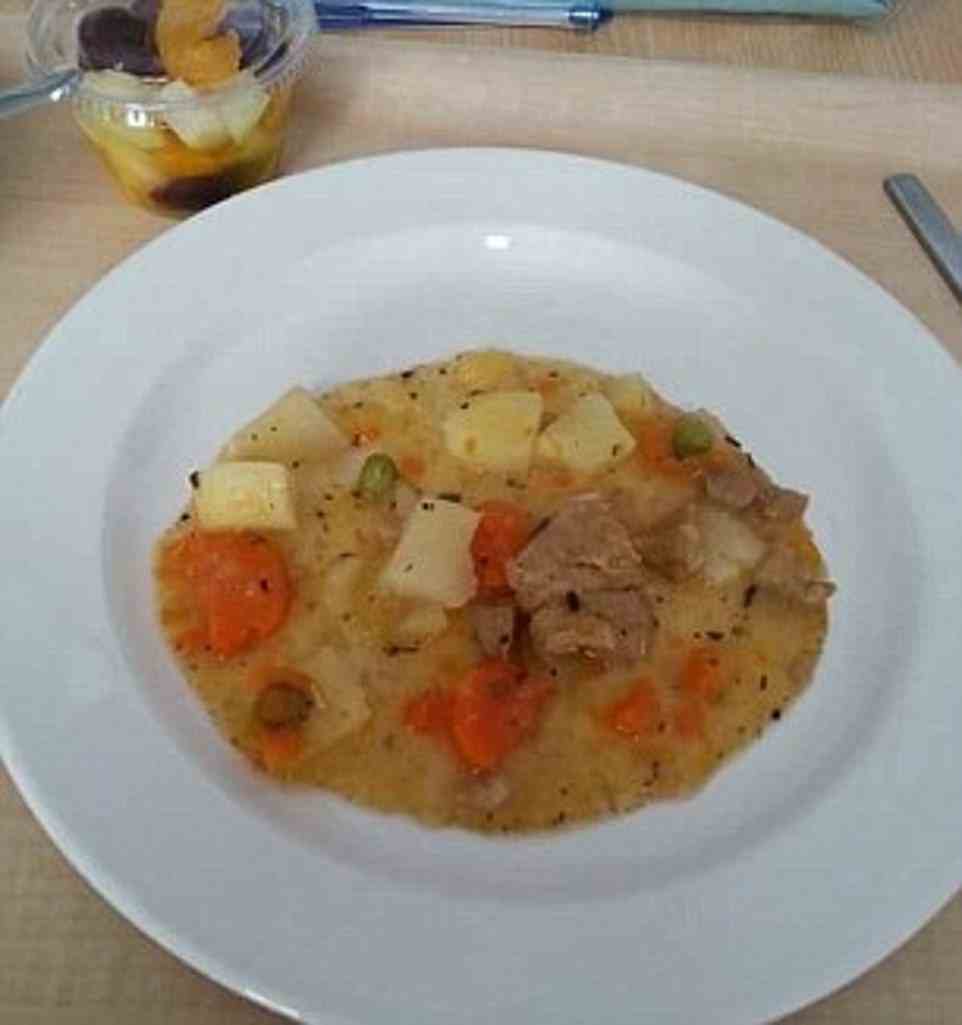 A pregnant mother complained that the pork and apple casserole she was given wasn't enough to feed a small child
