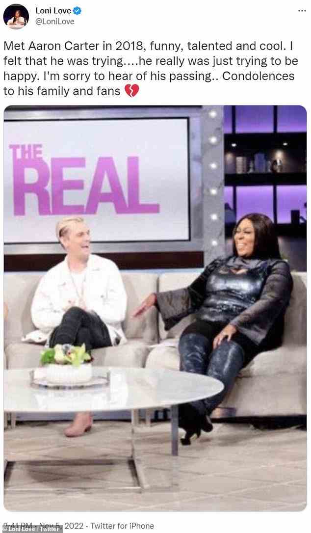 A guest on her show: Loni Love shared 'I felt that he was trying....he really was just trying to be happy. I'm sorry to hear of his passing'