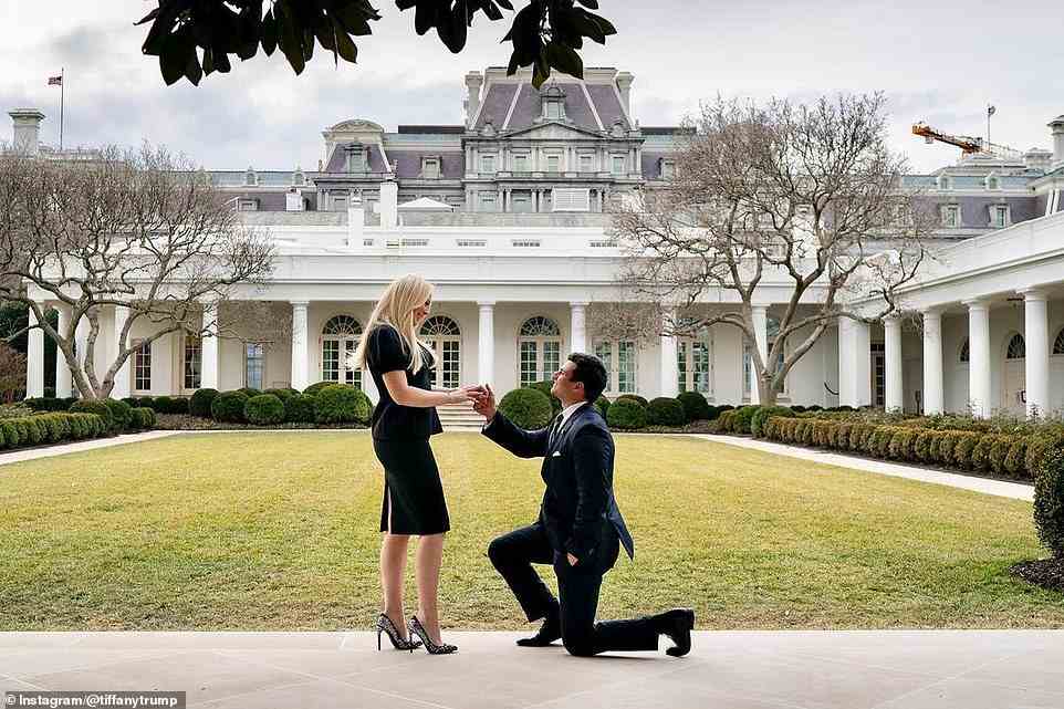 Tiffany and Michael, who have been dating since 2018, got engaged at the White House in January 2021, days before former President Donald Trump left office. The groom proposed in the Rose Garden with a $1.2 million ring