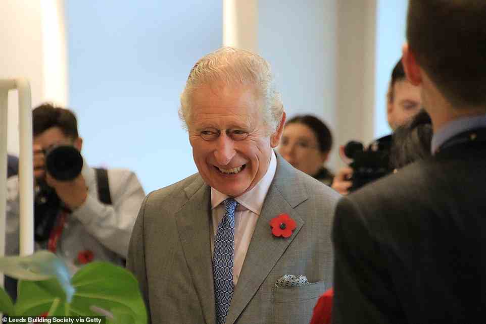 King Charles during a visit to the offices of Leeds Building Society yesterday as part of his official visit to Yorkshire