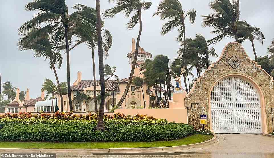 Tropical Storm Nicole is barreling toward Florida's east coast just days before Tiffany is set to tie the knot at her father's Mar-a-Lago estate in Palm Beach (pictured)
