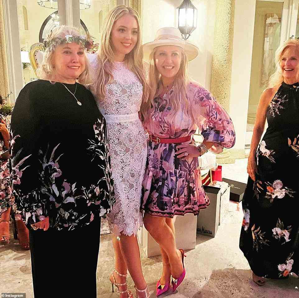 The bride-to-be was all smiles as she took photos with her family and friends at the lavish event