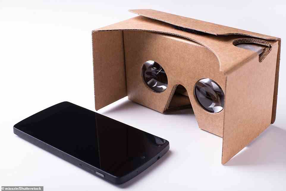 In 2014, Google revealed the virtual reality headset made of cardboard. It uses a mobile phones as the display, with a special app showing 3D images and video.