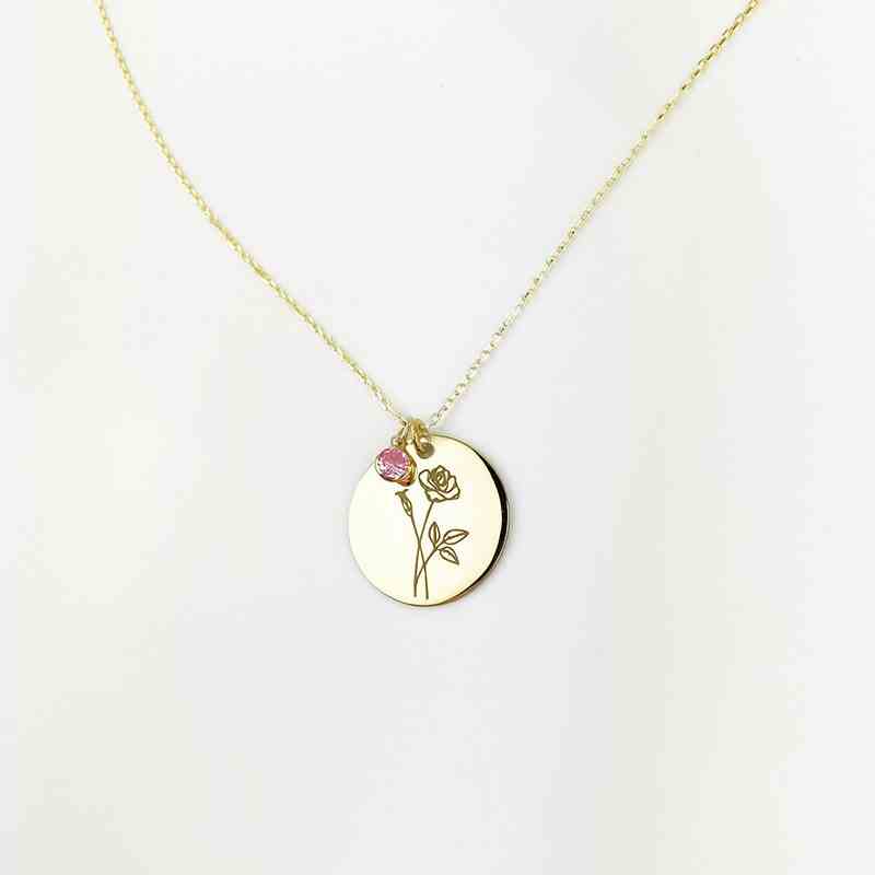 Pandorea Jewellery Halskette mit personalisierter Geburtsblume und Geburtsstein