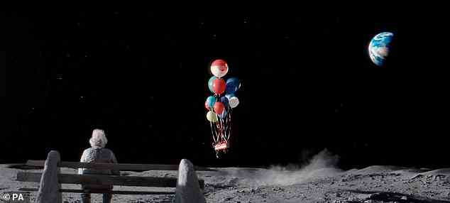 A sense of familiarity is created through linking the lyrics of the song to the advert itself. For example, the 2015 'The Man on the Moon' advert (pictured) tells the story of a young girl who spots an old man alone on the moon, and has the song 'Half the World Away' in the background
