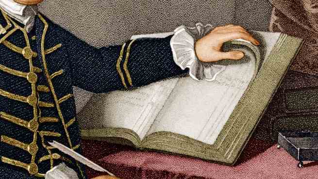 Abbildung einer Person, die die Seiten eines Buches umblättert