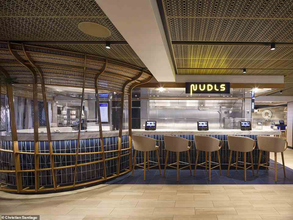 Above is Nudls, one of the eateries on offer at the Indulge Food Hall. Overall, there are 35 bars and lounges on board