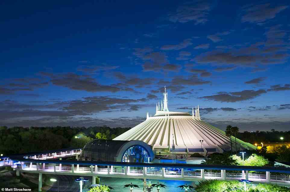 'We barely have time to catch our breath before we head off to Tomorrowland (pictured) - with rides themed around Disney's portrayal of the future,' Carol writes