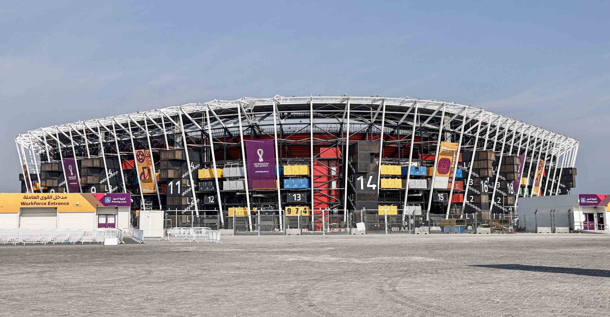 Stadion 974 im Stadtteil Ras Abu Aboud in Doha, Katar.