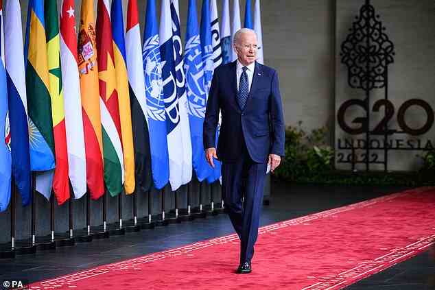 Joe Biden heute beim G20-Gipfel in Bali, Indonesien, mit den Republikanern, die bereit sind, die Kontrolle über das Repräsentantenhaus zu übernehmen