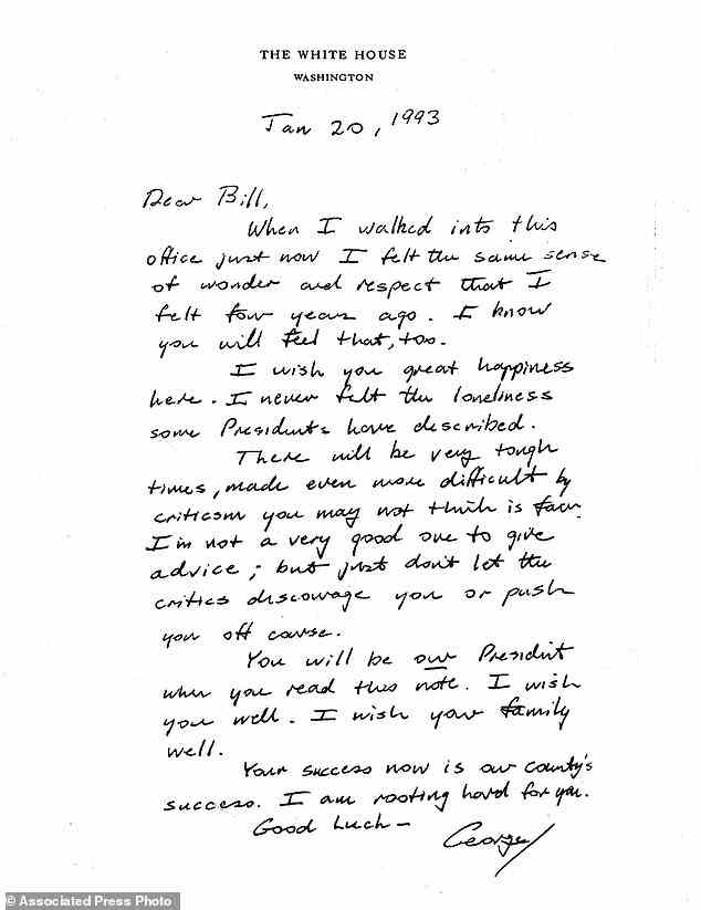 Bush schrieb bekanntlich eine kurze, aber intime Notiz, die am Tag der Amtseinführung eine Tradition für moderne Präsidenten begründete