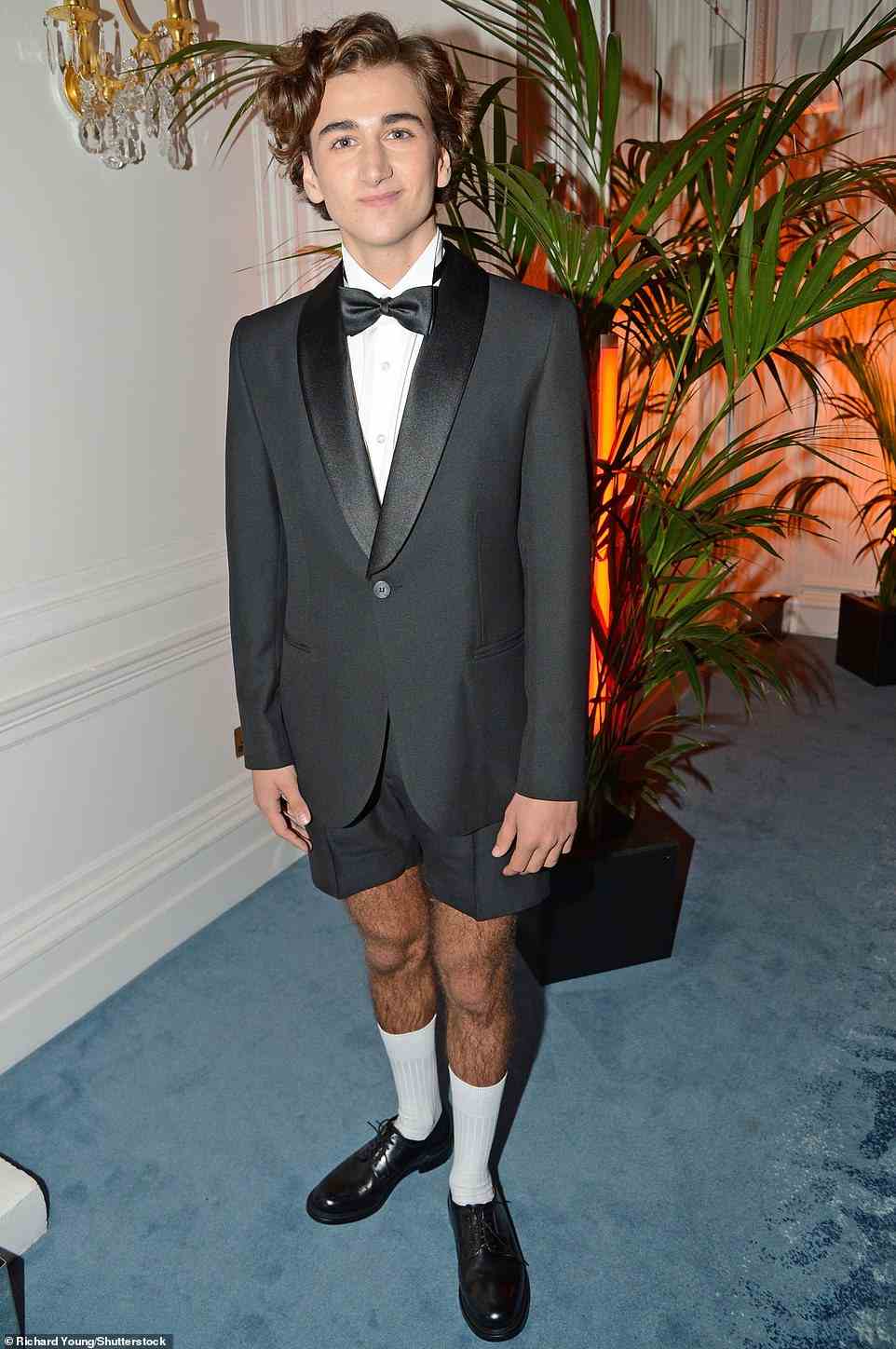 Smart: Heartstopper star Sebastian Croft, who plays Ben Hope in the Netflix LGBTQI+ series, looked suave in shorts and a tuxedo